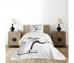 Skiing Funny Reindeer Bedspread Set