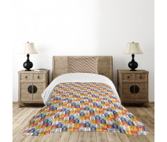 Checkered and Floral Bedspread Set