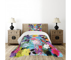 Abstract Floral Artwork Bedspread Set