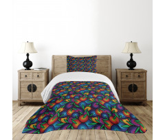 Colorful Spiral Blossoms Bedspread Set