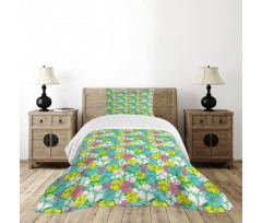 Grunge Summer Flowers Bedspread Set