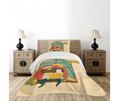 Father Daughter Reading Bedspread Set