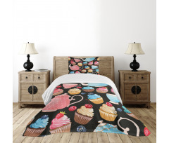 Creamy Colorful Yummy Muffins Bedspread Set