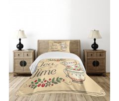 Flowers and Berries with Swirls Bedspread Set