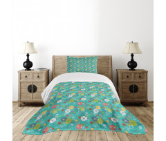Springtime Floral Design Bedspread Set