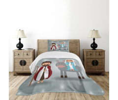 Historical Birth Cartoon Bedspread Set