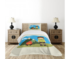 Kid Campfire on Mountains Bedspread Set