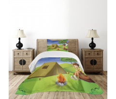 Kid Sitting on a Trunk Bedspread Set