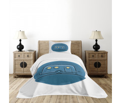 Cartoon Trailer at Night Stars Bedspread Set