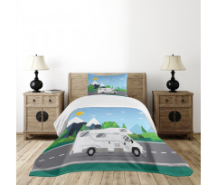 Truck Driving on Countryside Bedspread Set