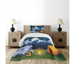 Camping in the Woods at Night Bedspread Set