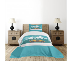 Journey in Snowy Winter Season Bedspread Set