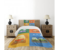 Touristic Camp Areas Colorful Bedspread Set