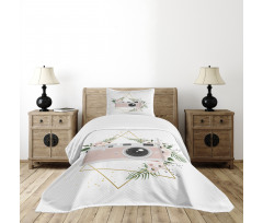 Machine with Flowers Leaf Bedspread Set