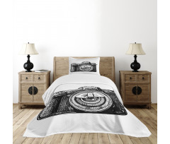 Monochromatic Style Camera Bedspread Set