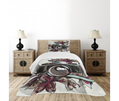 Watercolor Exotic Blooms Bedspread Set