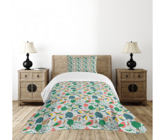 Blossoming Stalks and Birds Bedspread Set