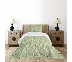 Leafy Circles with Flowers Bedspread Set