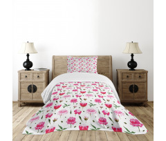 Watercolor Pastel Blooms Bedspread Set