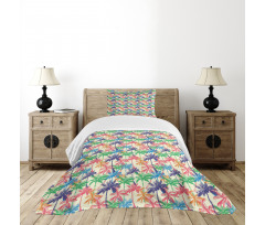 Vibrant Tropic Palm Trees Bedspread Set