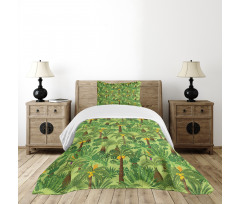 Tropic Forest Foliage Leaves Bedspread Set