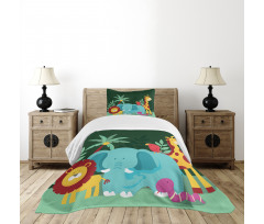 Nursery Jungle Composition Bedspread Set