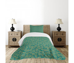 Vintage Color Leaf Pattern Bedspread Set