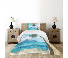 Palm Tree on the Beach Bedspread Set