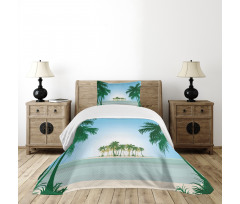 Exotic Palm Tree Beach Bedspread Set