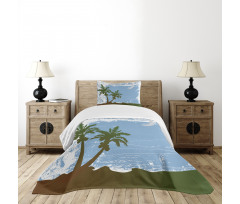 Grunge Island at Night Bedspread Set