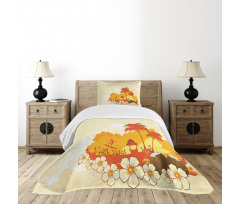 Coconut Cocktails and Palms Bedspread Set