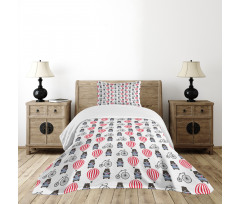 Sad Animal with Balloon Retro Bedspread Set