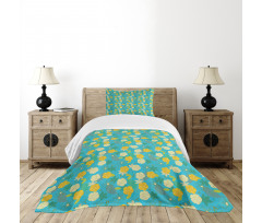 Flowers on Blue Pattern Bedspread Set