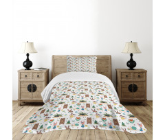 Cheerful Woodland Cartoon Bedspread Set