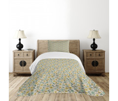 Retro Butterfly Wings Floral Bedspread Set