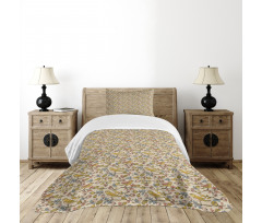 Perching Birds Tree Branches Bedspread Set