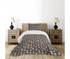 Retro Houses and Bicycles Bedspread Set