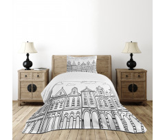 Village Houses Theme Bedspread Set