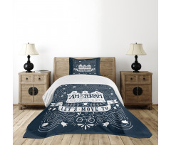 Travel Words with Stars Bedspread Set
