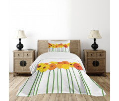 Flowers on Green Stems Bedspread Set