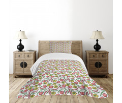 Sketch Style Peppers Pattern Bedspread Set