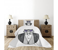 Hipster Animal in a Suit Bedspread Set