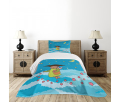 Cartoonish Sky at Night Bedspread Set