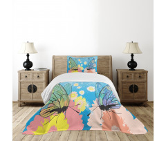 Butterflies on Flowers Bedspread Set