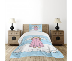 Doodle Girl on Cloud Bedspread Set