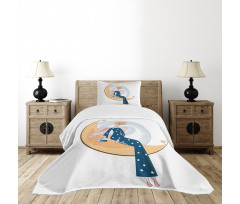 Girl with Trumpet Moon Bedspread Set