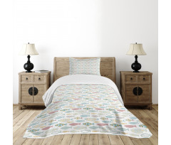 Geometric Style Sea Creatures Bedspread Set