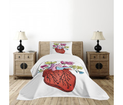 Vivid Flora Human Heart Bedspread Set