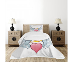 Valentines Day Winged Heart Bedspread Set