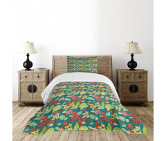 Vibrant Colored Flowers Bedspread Set